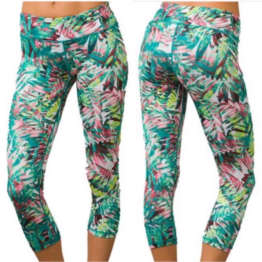 Prana Roxanne Capri Tropical Leaf Capri Leggings Women’s Size Medium